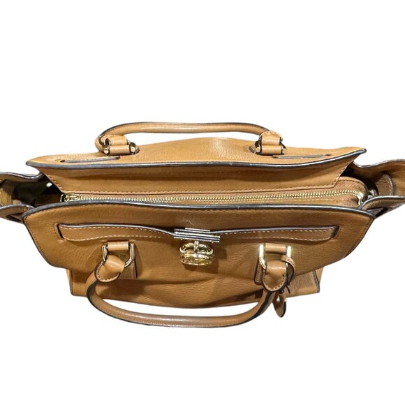 Michael Kors Hamilton Brown Leather Double Strap Shoulder Bag Gold‎ Hardware - Picture 4 of 9